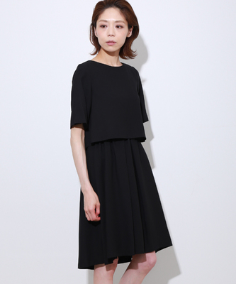 レイヤードタックフレアーワンピース/全2色