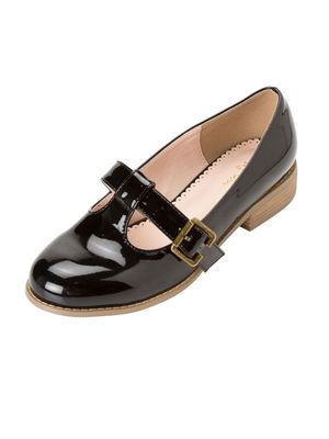 Tストラップエナメルローファーパンプス