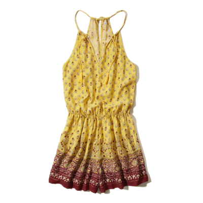 Patterned Peasant Romper