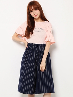 絹麻ギャザーガウチョパンツ