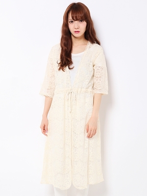 7部スリーブレースロングガウン