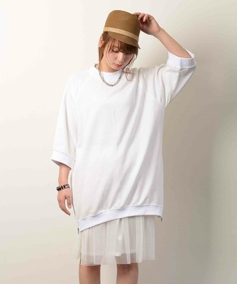 オーバーフォルムサイドZIPスウェットワンピース