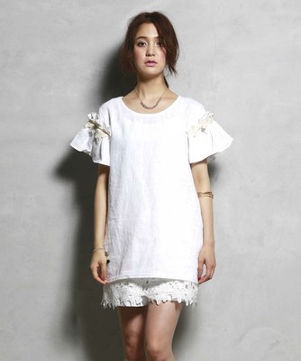 リネンデザインスリーブトップス