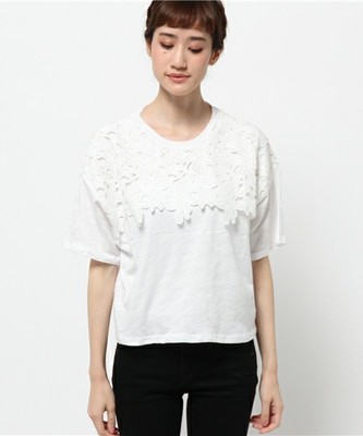 ショート丈レースカットソー