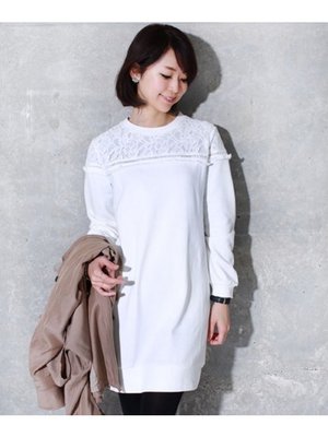 ショルダーレース裏毛ワンピ