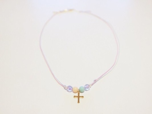 コードネックレス（pink&blue＋cross）