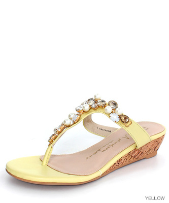 パール＆ビジュートングウェッジサンダル/DS4334/H