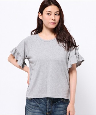 袖フリルTシャツ（ライトグレー）2/AEBC ソデフリルSHORT T11Ⅱ
