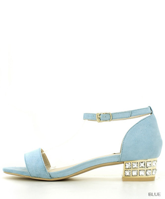 ビジューヒールアンクルストラップサンダル