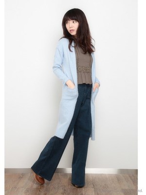 パステルロングニットカーデ