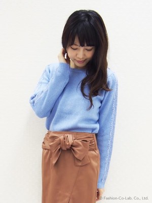 袖レースモヘアプルオーバー