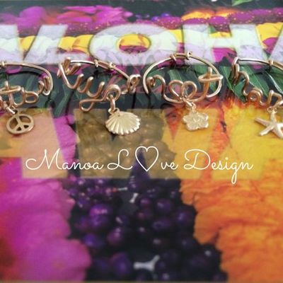 Manoa Love Design/14K gfカスタムネームリング&デザインチャーム