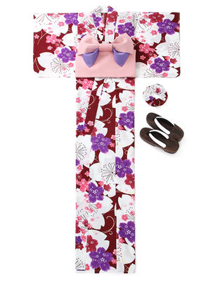 4点セットラメ入りにじみ桜浴衣