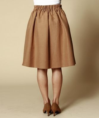 ダブルクロスウエストギャザースカート キャメル