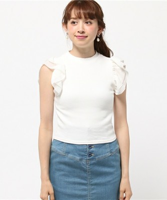 袖フリルシフォントップス/MICOAMERI