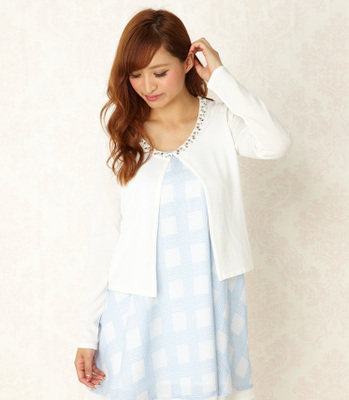 rienda 15AW Fパールニットショートカーデ