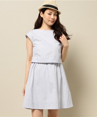 ショート丈トップス切替ワンピース