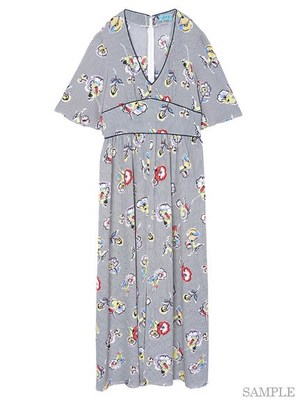 チェック花柄ロングOP