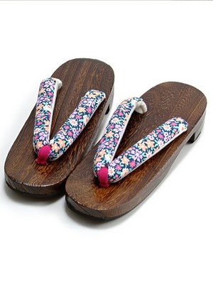 kimonomachi (キモノマチ)  女性 下駄単品「ネイビー 小花」