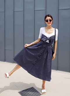 ストライプ2ピースフレアワンピース・全2色・t45016