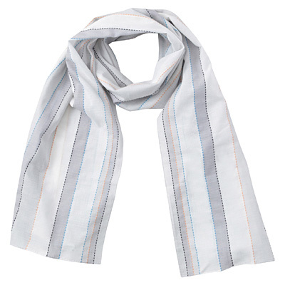 綿涼感柄ストール 60×180cm・オフ白