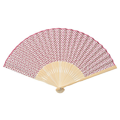 花小紋柄扇子 ピンク