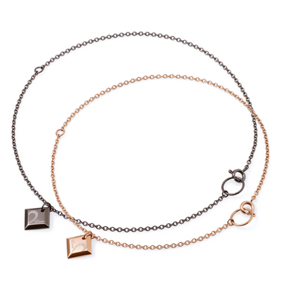 【Duet】ピンク&ブラックイオンプレーティング ステンレス ペアブレスレット&アンクレット