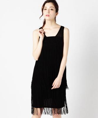 フリンジノースリーブワンピース