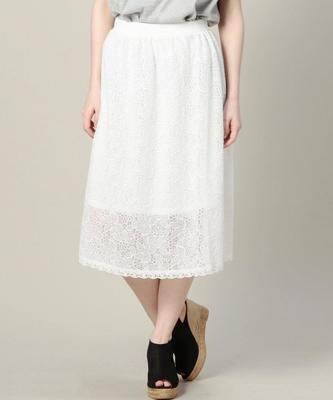 レースギャザーミディ丈スカート