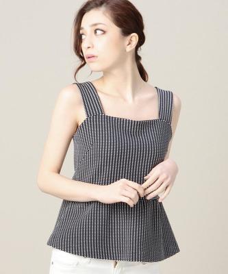 チェック柄カットソーペプラムキャミ