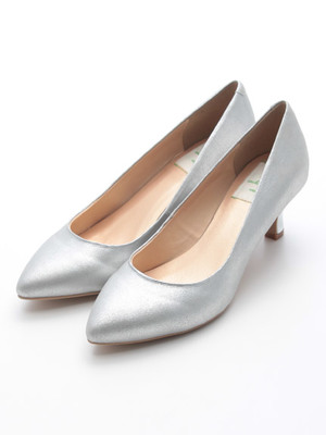 本革ローヒールポインテッドパンプス