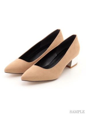 フェイクスエードメッキヒールパンプス