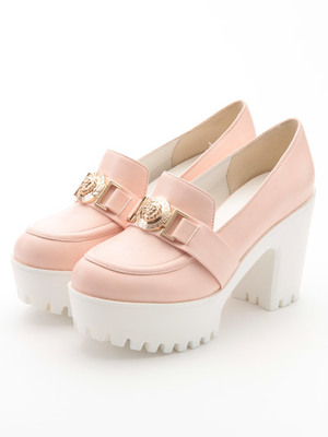 厚底ラバーソールメダルローファー