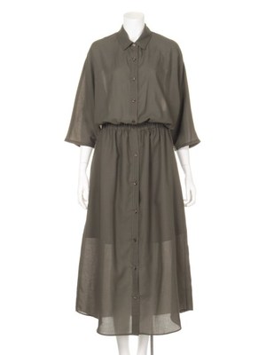 ウエストゴムシャツワンピース