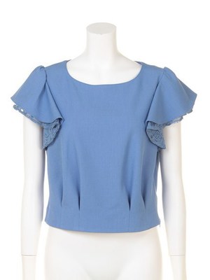 ラッフル袖クロップドブラウス