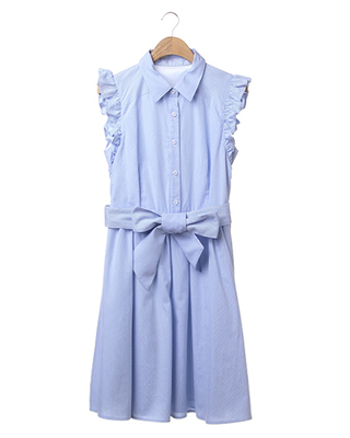 サッシュ付ヒッコリーストライプ／ワンピース