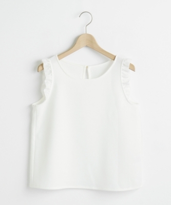 異素材肩フリルブラウス