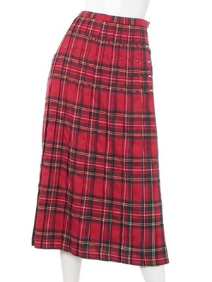BULL SHIT TARTAN CHECK PLEATS SKIRT