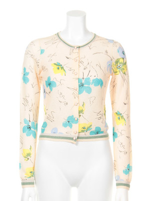 中花柄ニットカーディガン