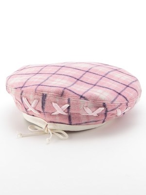 CANDY GIRLS LACE UP CHECK BERET