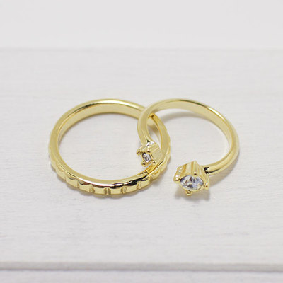 リング 2本セット スタッズ ビジューファランジリング Mille blanc