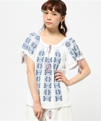 【Shelly island】インド綿刺繍ブラウス