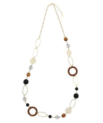 ウッドテイストリングネックレス