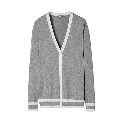 WOMEN UVカットラインVネックカーディガン