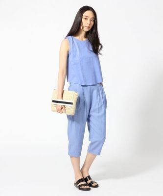 リネンレーヨンタック8ブタケパンツ