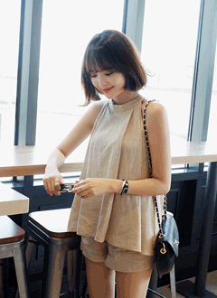 アメスリフレアトップス&ショートパンツセットアップ・全2色・t42808