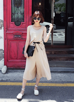 モダールルーズタンクトップ&ワイドパンツセットアップ・全3色・2