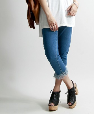 フリンジデニムパンツ