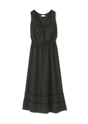 シルクノースリーブマキシドレス