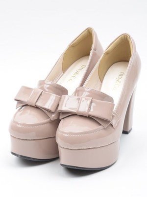 リボンヒールローファー